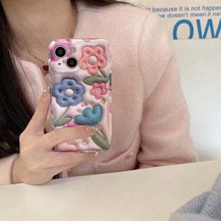 เคสโทรศัพท์มือถือนิ่ม ลายดอกไม้ สีฟ้า สําหรับ iPhone 11 12 12pro 12promax 13 13pro 13promax 14 14pro 14promax