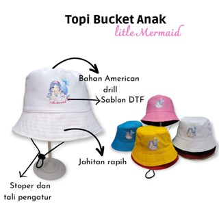 หมวกบักเก็ตนางเงือก พร้อมสายคล้องคอ สําหรับเด็กผู้หญิง 2 ปี