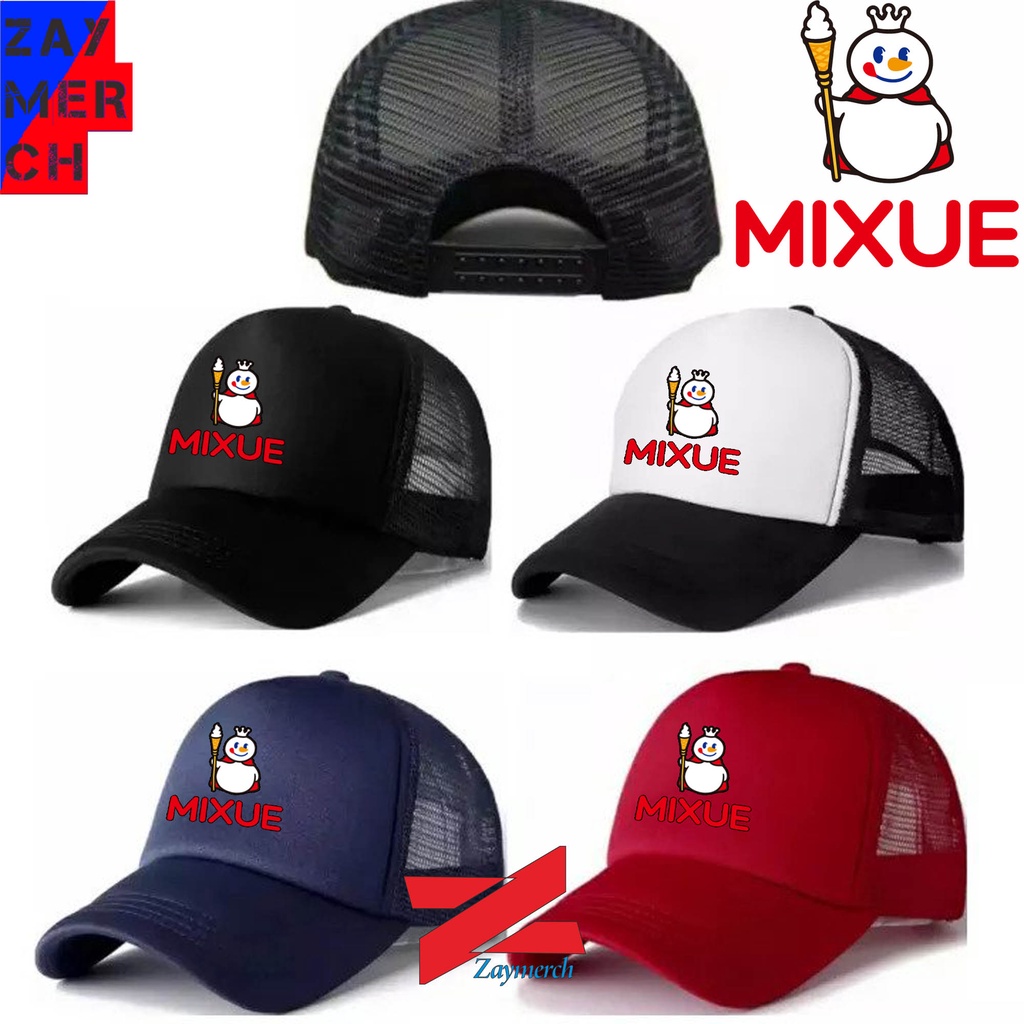 Mixue LOGO หมวกผู้ใหญ่ MIXUE ESKRIM หมวกติดตามผู้ใหญ่