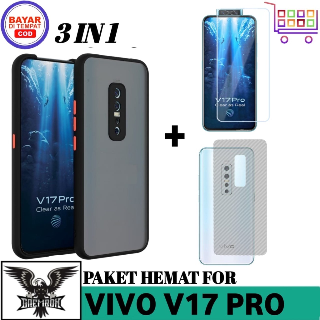3IN1 PACKAGE CASE VIVO V17 PRO SOFT CASE AERO DOVE ฟรีกระจกนิรภัยและ GARSKIN