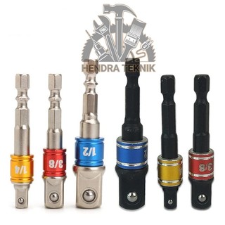Adaptor sok bor 3pcs 1/4" 3/8" 1/2" sambungan soket mata kunci shock sok ke bor hex driver set
