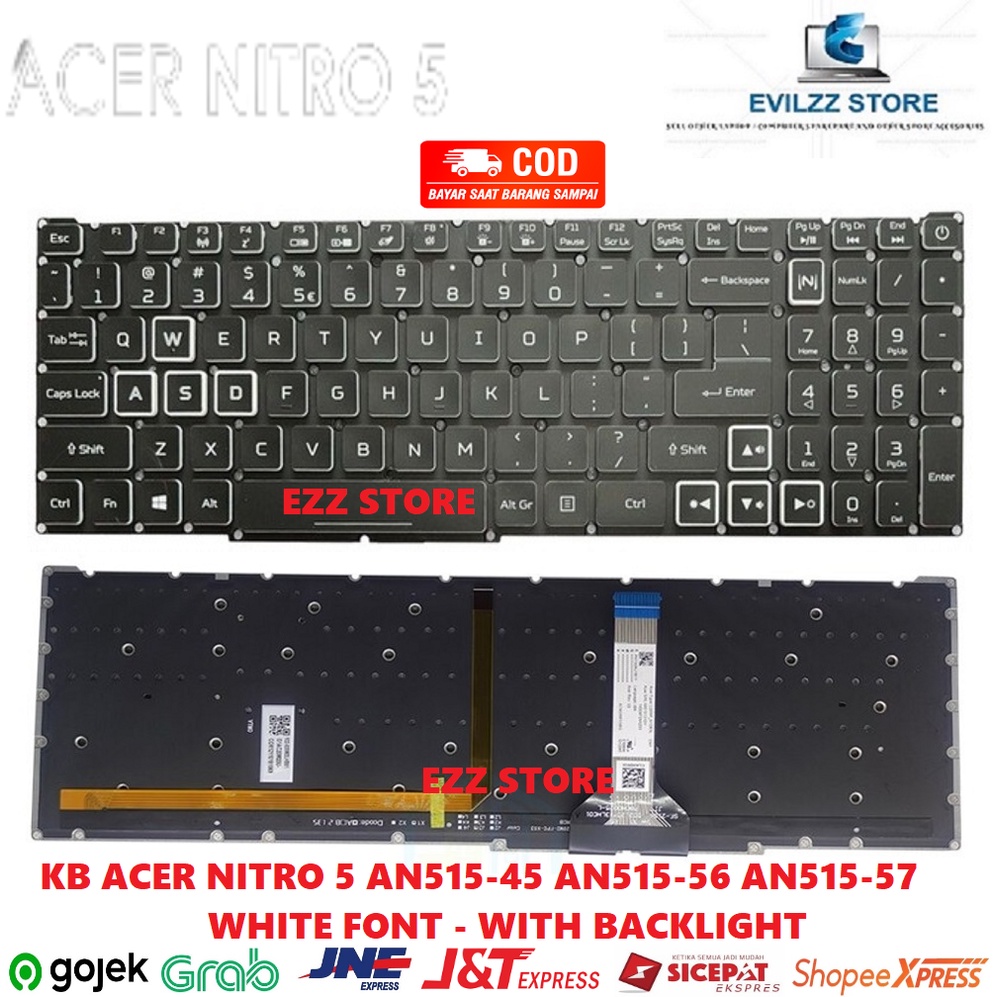 คีย์บอร์ด ACER NITRO 5 AN515-45 AN515-45-R2NQ AN515-45-R6XD AN515-45R9RJ สีดําพร้อม BACKLIGHT LAMP
