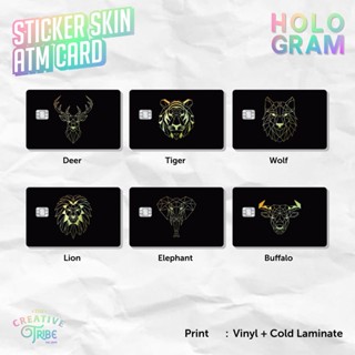 Animal Polygonal - สติกเกอร์ไวนิล ลายโลโก้ HOLOGRAM - Vinyl ATM Debit Credit Emoney Flazz Card Sticker