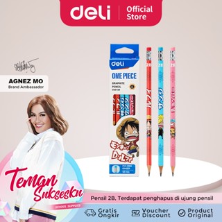 Deli ดินสอไม้ ลายการ์ตูนวันพีช กราไฟท์ 2B น่ารัก 12 ชิ้น ต่อกล่อง EC021-2B