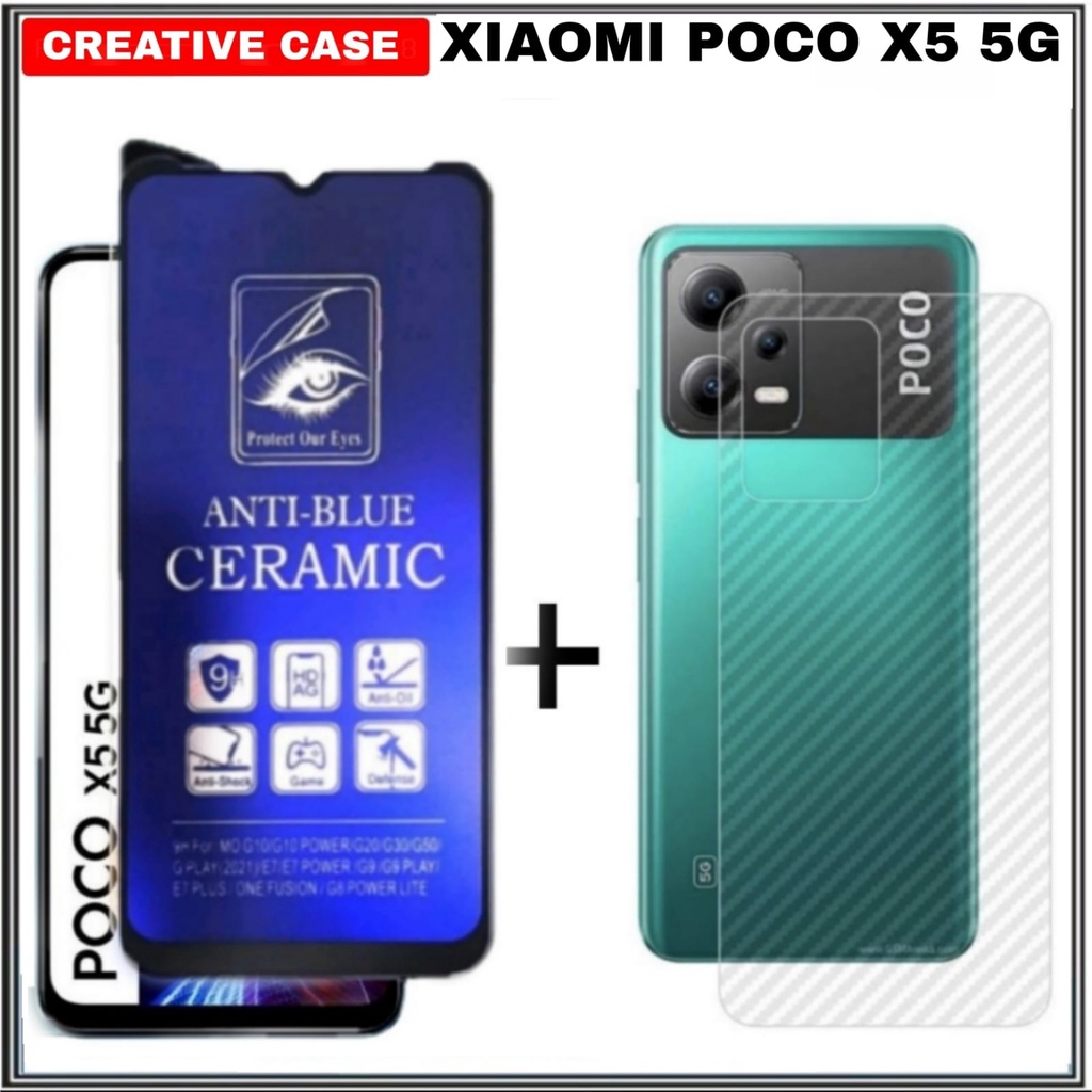 2 INC PACKAGE 1 CERAMIC TEMPERED GLASS XIAOMI POCO X5 5G MATTE ANTI BLUE - POCO X5 5G, BLUE