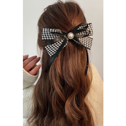 Houndstooth French Clip Embellished ผู้หญิงอุปกรณ์เสริม