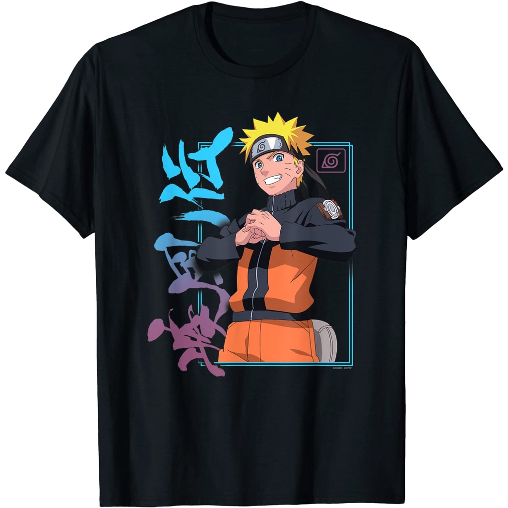 Distro เสื้อยืด Naruto Shippuden Naruto Kanji Frame เสื้อยืด