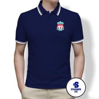 เสื้อโปโล คอปก พิมพ์ลายโลโก้ LIVERPOOL สีขาว สําหรับผู้ชาย