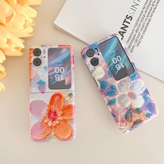 เคสโทรศัพท์มือถือนิ่ม ฝาพับ ลายดอกคามิเลีย สีฟ้า รวมทุกอย่าง สําหรับ OPPO Find N2 Flip N2