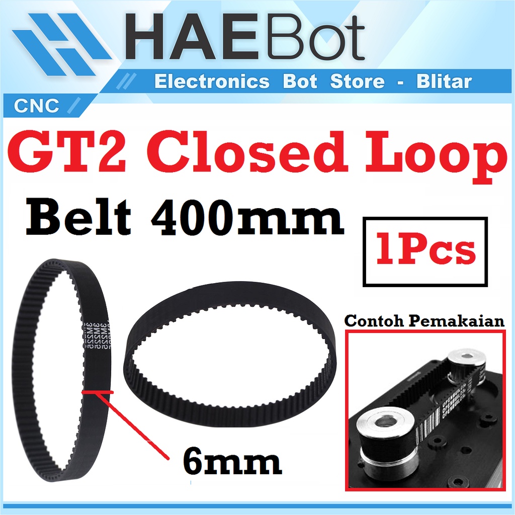 [HAEBOT] GT2 Timing Belt W6 6mm 400mm ปิดห่วงยาง CNC Connect Belt 3D Printer Pitch 2mm Mechanic Pull