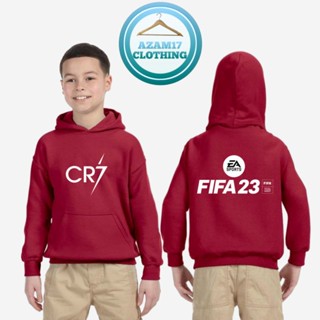 เสื้อแจ็กเก็ตกันหนาว มีฮู้ด ลาย FIFA 2023 EASport Games FIFA 2023 FIFA Game Cristiano Ronaldo Cr7 Goat น่ารัก สําหรับเด็ก AZAM27