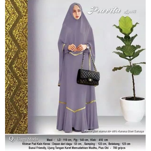 103 ใหม่ล่าสุดผู้หญิง GAMIS DRESS SYARI PRAVITA BEAUTIFUL ORIGINAL KHIMAR SET N7D8