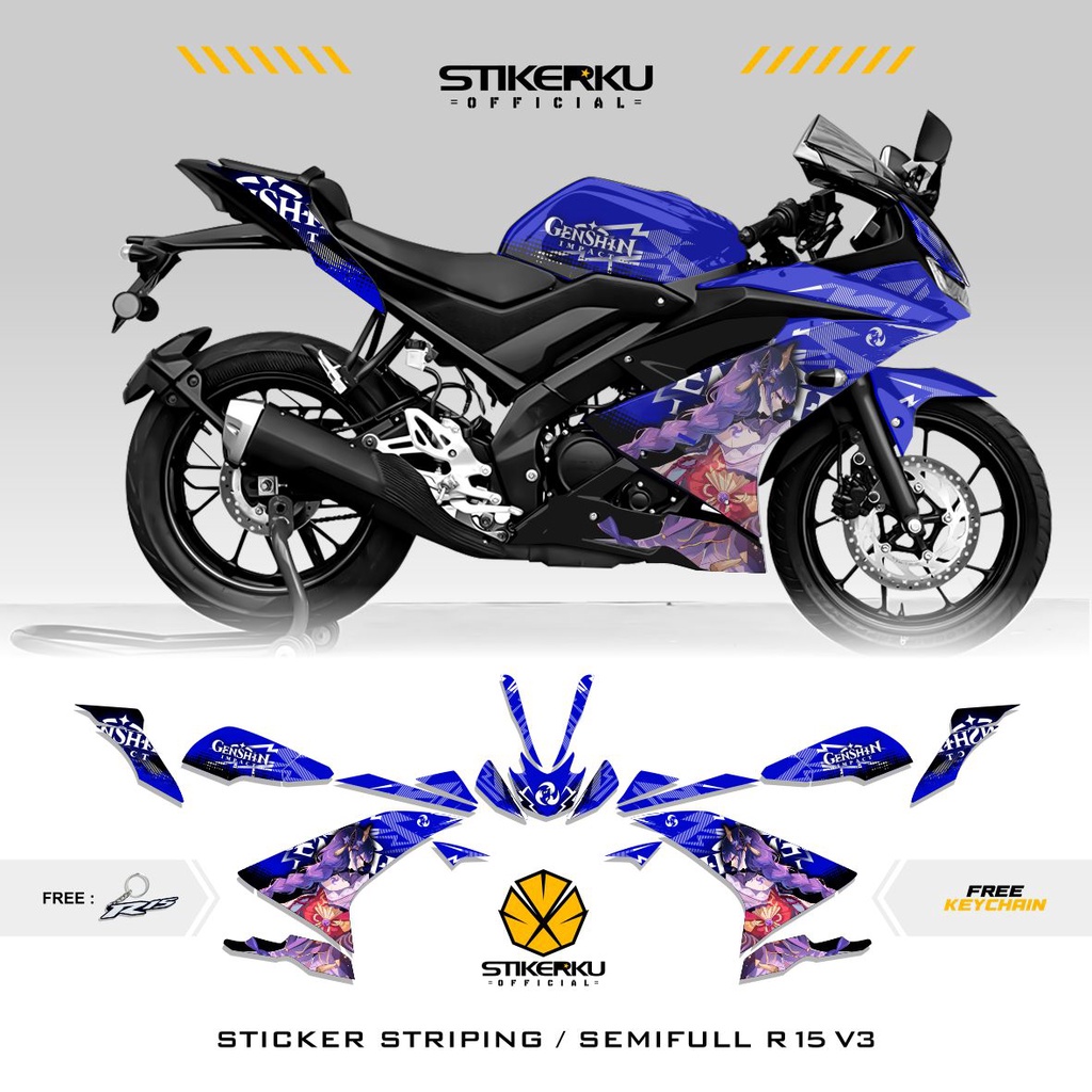 สติ๊กเกอร์ R15 V3 STRIPING GENSHIN IMPACT EDITION / YAMAHA R15V3 / SEMIFULL / STOCK / DECANS / R15 /