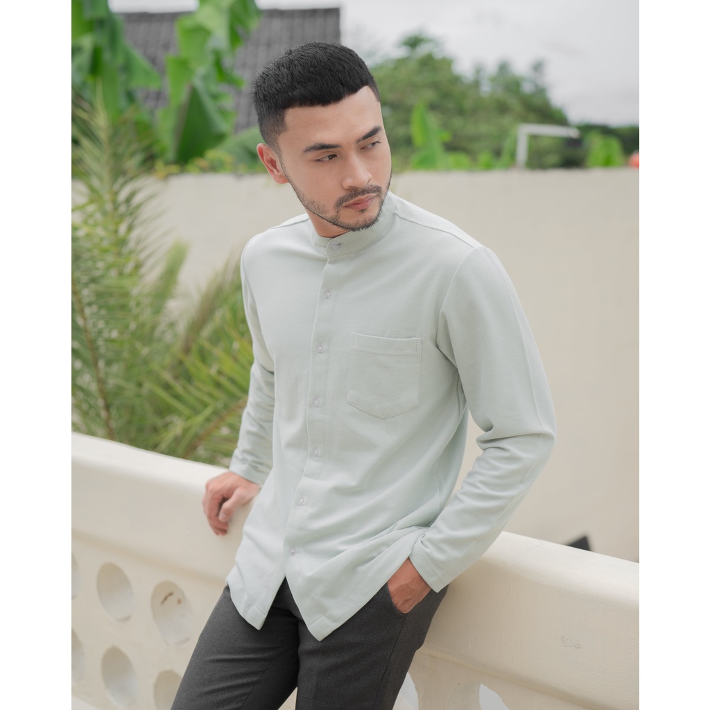 KEMEJA Sakai Long Sleeve Shanghai Collar Shirt - เสื้อเชิ้ตปกเซี่ยงไฮ้สีเขียวมิ้นต์ - ByBlank