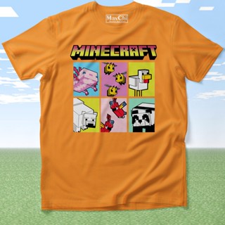 [MaxChi] เสื้อยืด พิมพ์ลายสัตว์ Minecraft สีส้ม สําหรับครอบครัว วัยรุ่น