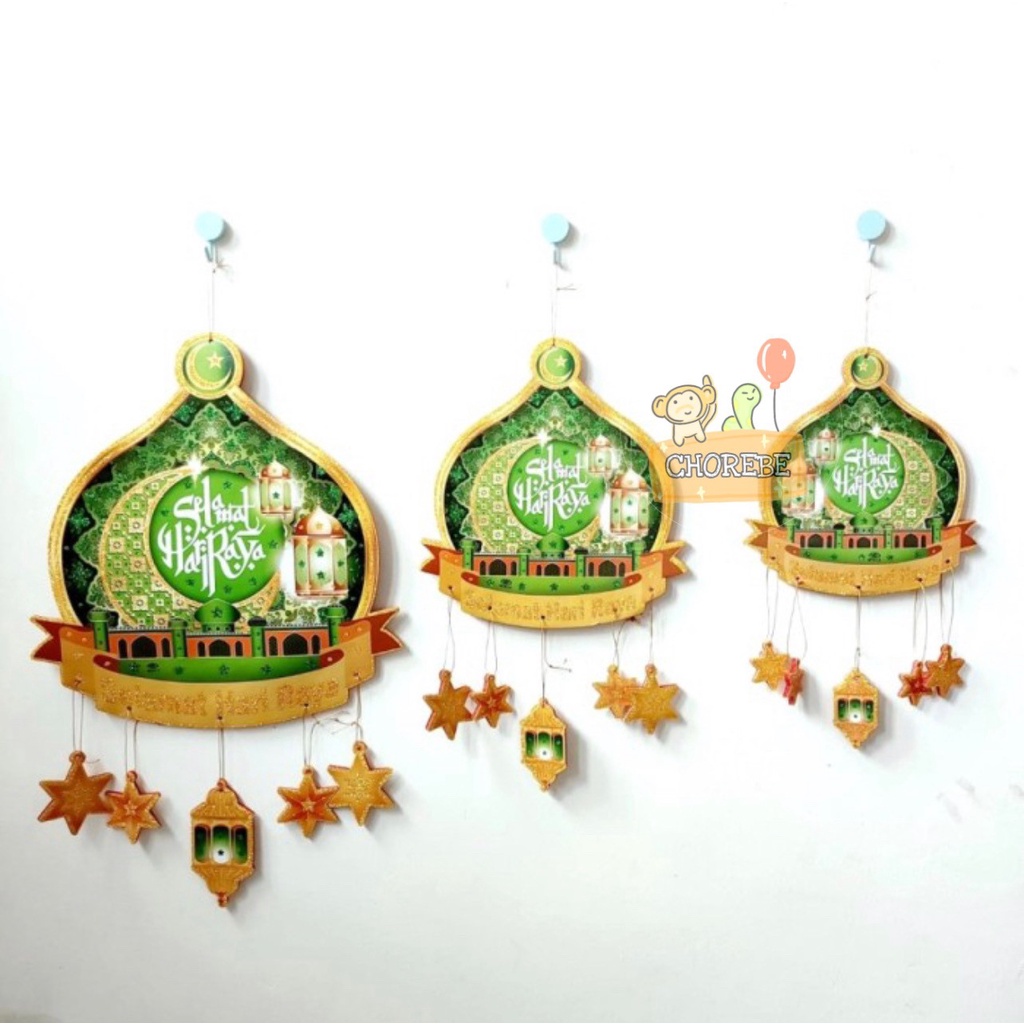 GANTUNGAN Eid Al-Fitr ไม้แขวนเสื้อ 3 ชั้น Kett ตกแต่ง Eid ตกแต่ง M701