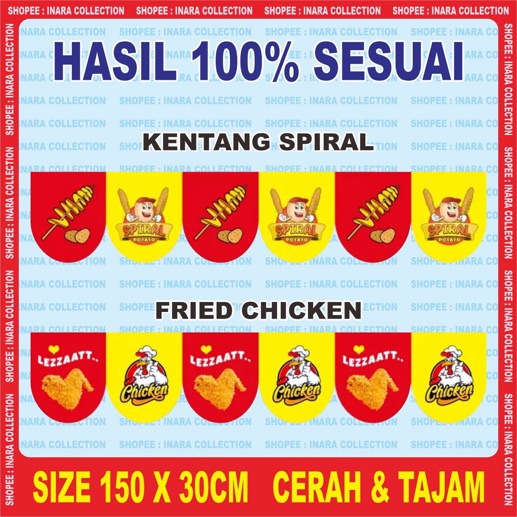 FLAG BANNER LACE BANNER / FRIED CHICKEN BOOTH BANNER / SPIRAL POTATO BOOTH BANNER