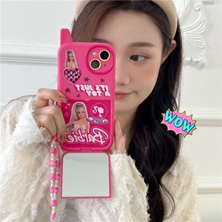 เคสโทรศัพท์มือถือ แบบนิ่ม ลายการ์ตูนบาร์บี้ พร้อมกระจก สําหรับ iPhone 11 12 13 14 Plus PRO MAX iPhone14Pro iPhone14 iPhone 14ProMax