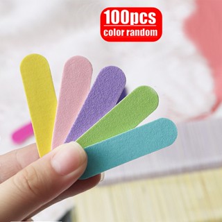 【 สุ่มสี 100 ชิ้น 】ตะไบขัดเล็บ กระดาษทรายขัดเล็บ แบบสองหน้า อุปกรณ์ทําเล็บปลอม