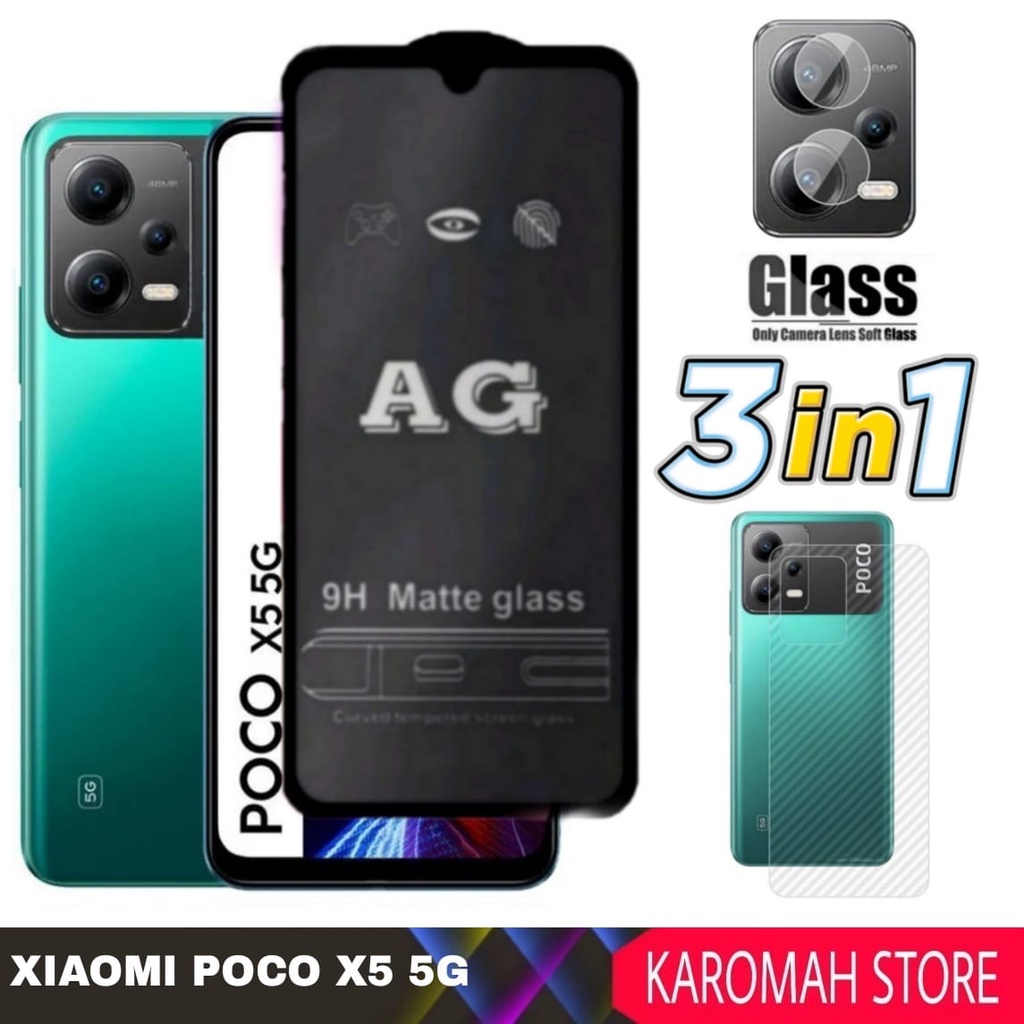 PACKAGE 3 INC 1 TEMPERED GLASS XIAOMI POCO X5 5G 9H MATTE GLASS - POCO X5 5G