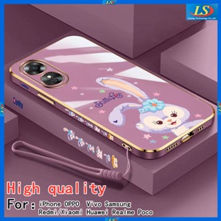 เคส OPPO Reno 8T 5G เคส OPPO A78 5G เคส OPPO A17 A17K A55 A96 A76 A33 A7 A12 A54 A52 A53 A33 F9 A92 A53 A5S เคสโทรศัพท์มือถือ ลายการ์ตูนกระต่าย StellaLou สําหรับ TZC