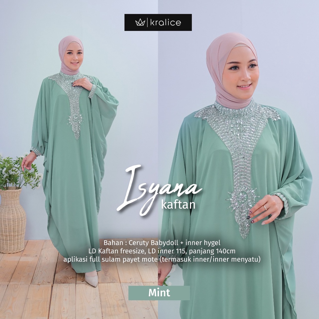 Isyana kaftan Eid kaftan เลื่อมดั้งเดิม kaftan HAMISHA agatha chloe ariana kaftan agatha
