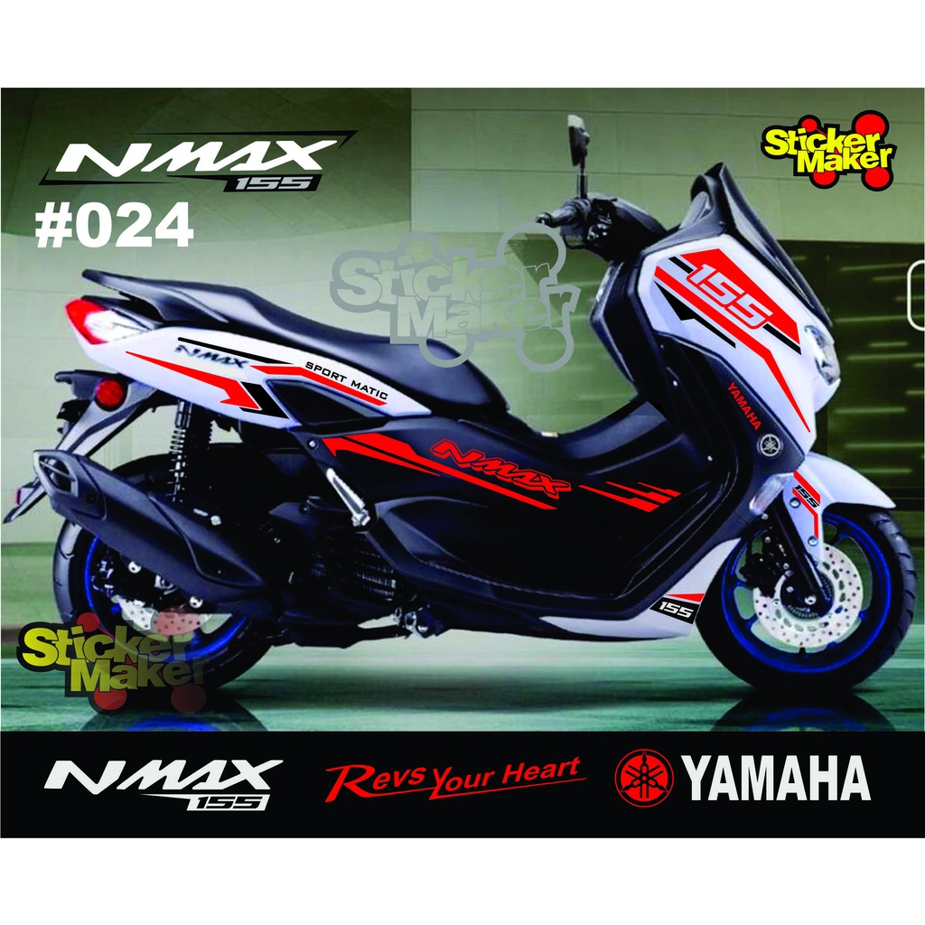 สติ๊กเกอร์ตัด Yamaha namx ใหม่ 2021/2022/2023 White nmax Body striping sticker 155 024