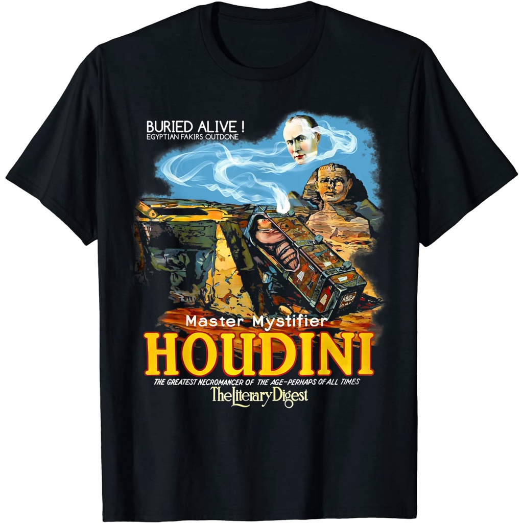 Vintage Magic Houdini โปสเตอร์เวทีนักมายากลของขวัญเสื้อยืด