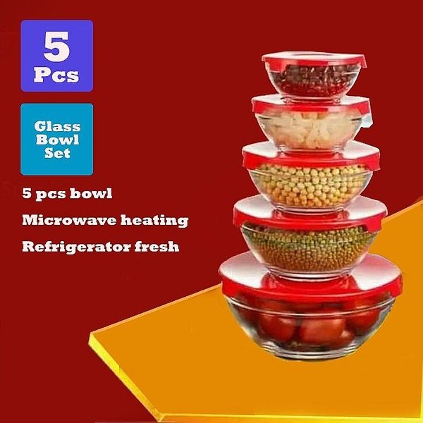 (SABENA Shop) BOWL SET 5 PSC KIM GLASS PLAIN