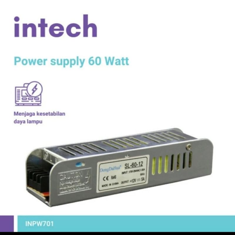 Intech 60 วัตต์ 12V 5A INPW701 หม้อแปลงพาวเวอร์ซัพพลาย