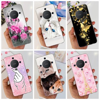 เคสโทรศัพท์ซิลิโคน TPU แบบนิ่ม ลายดอกไม้ และแมวน่ารัก สําหรับ Honor X9a RMO-NX1 Honor X9 5G ANY-NX1 HonorX9 4G