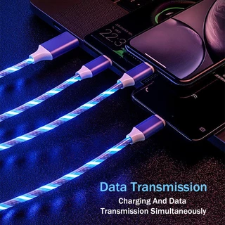 มาใหม่ 3 In 1 สายชาร์จ USB LED เรืองแสง 5A 1.2 ม. 2 เมตร ชาร์จเร็ว สําหรับรถยนต์