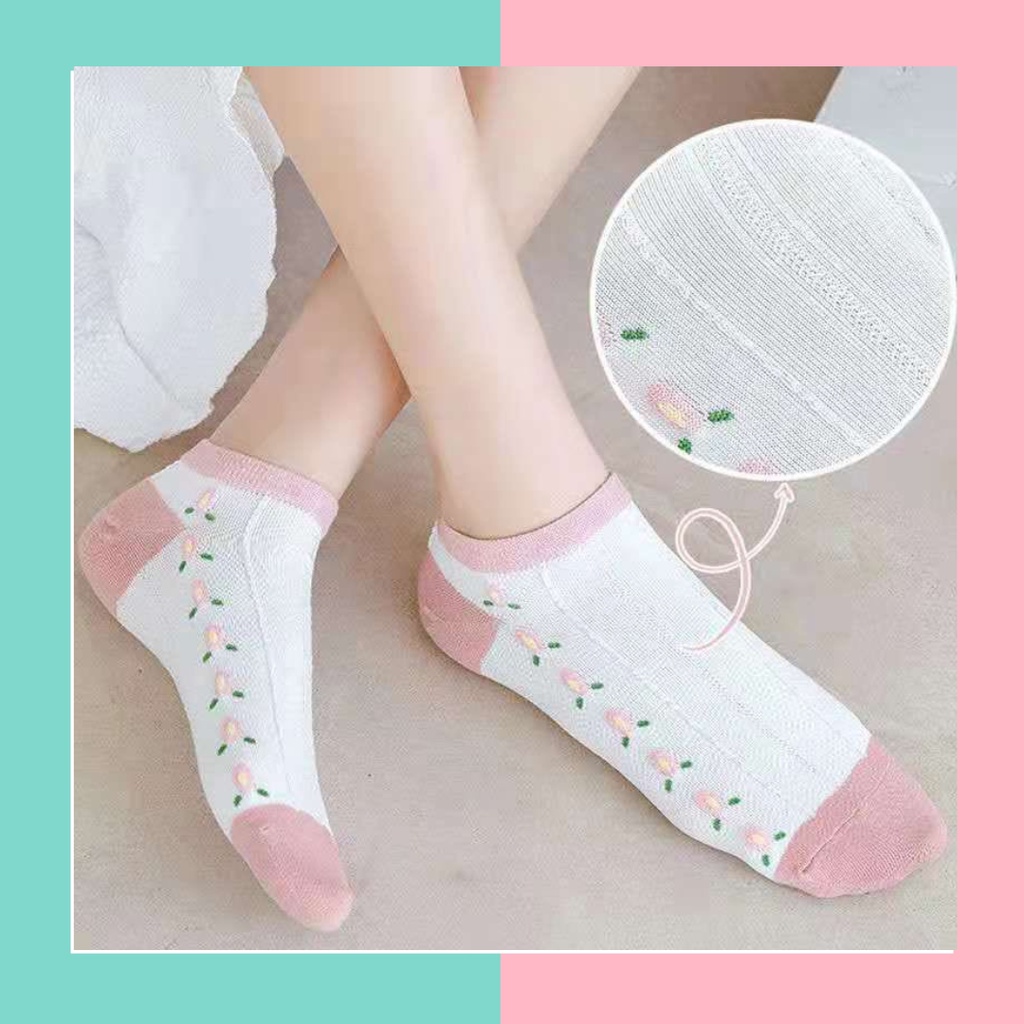 Marie Shop [ KK-PK] CUTE ANKLE SOCKS PLAIN AND PATTERNED SHORT ANKLE SOCKS