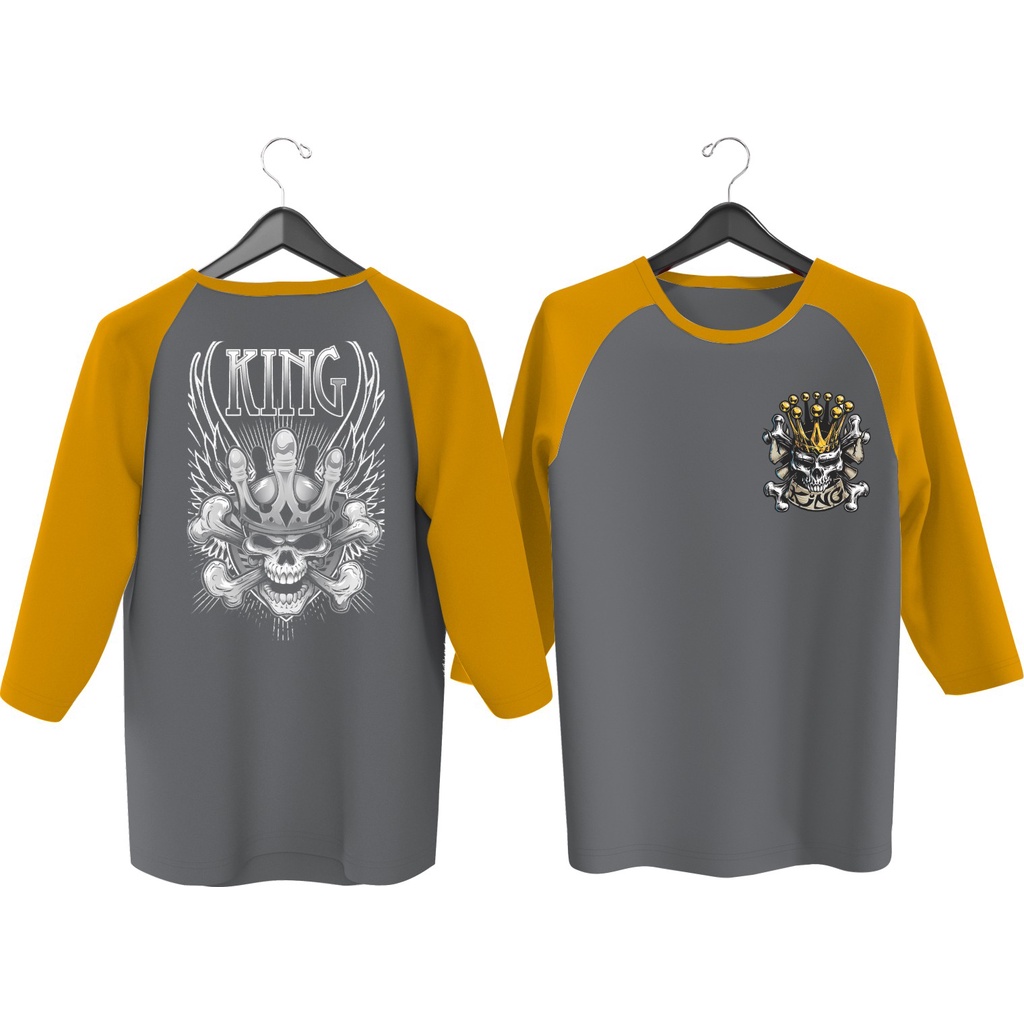 KING M81 MENS RAGLAN T-SHIRT 3/4 FRONT BACK \ MENS RAGLAN เสื้อยืด 3\4 SLEEVE, MENS TOP / เสื้อยืด /