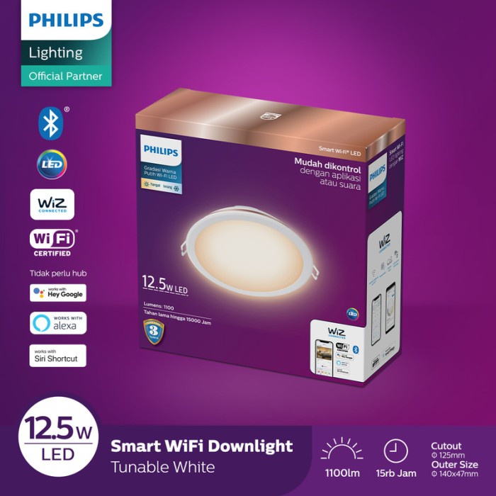 Putih [สมาร ์ ท ] Philips Smart Wifi Led Downlight 12.5W - ปรับแต ่ งได ้ สีขาว ( สีขาว ) [Lamp ]