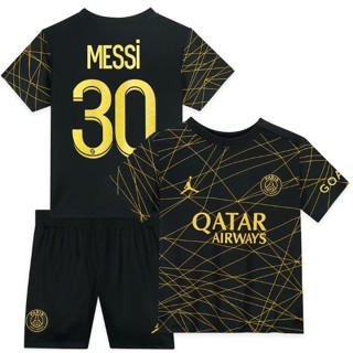 เสื้อกีฬาฟุตบอล PSG messi 4th paris สีดํา สําหรับเด็ก