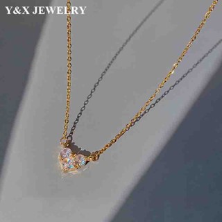 【Y&amp;X】【สร้อยคอหัวใจ】จี้คริสตัล เพทาย ทอง 18K รูปหัวใจ เครื่องประดับ สําหรับผู้หญิง ของขวัญ