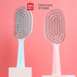 Miniso sisir rambut mini portabel vertikal membersihkan diri scalp massager sisir kecil anti kusut rontok