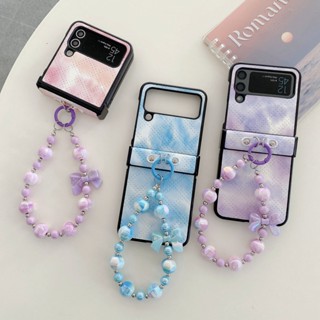 3in1 เคสโทรศัพท์ PU พร้อมสร้อยข้อมือ สําหรับ Samsung Galaxy Z FLIP 3 4 flip3 flip4