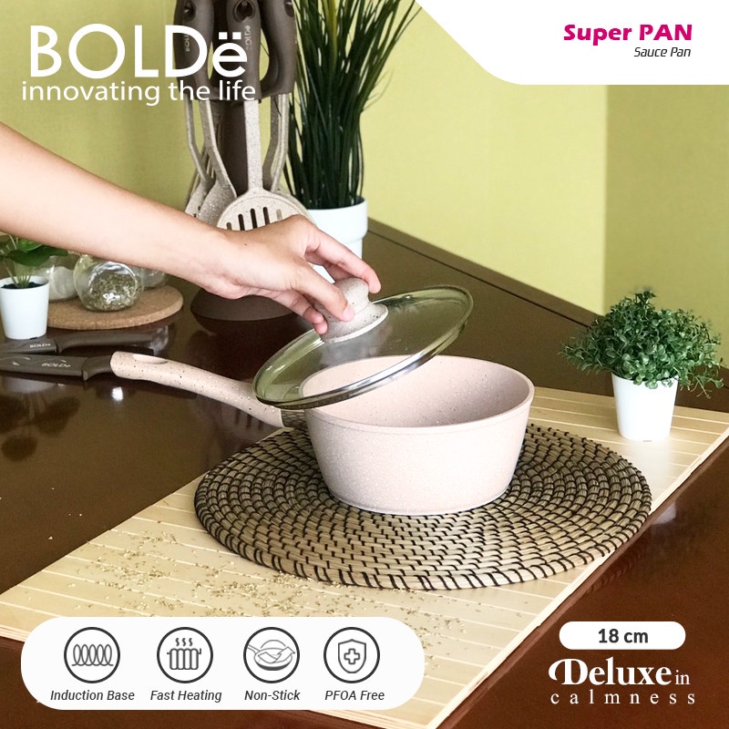 BOLDe Super PAN ซอส PAN 18 ซม. Plus ฝาแก้ว (กระทะเซรามิกพรีเมี่ยม)