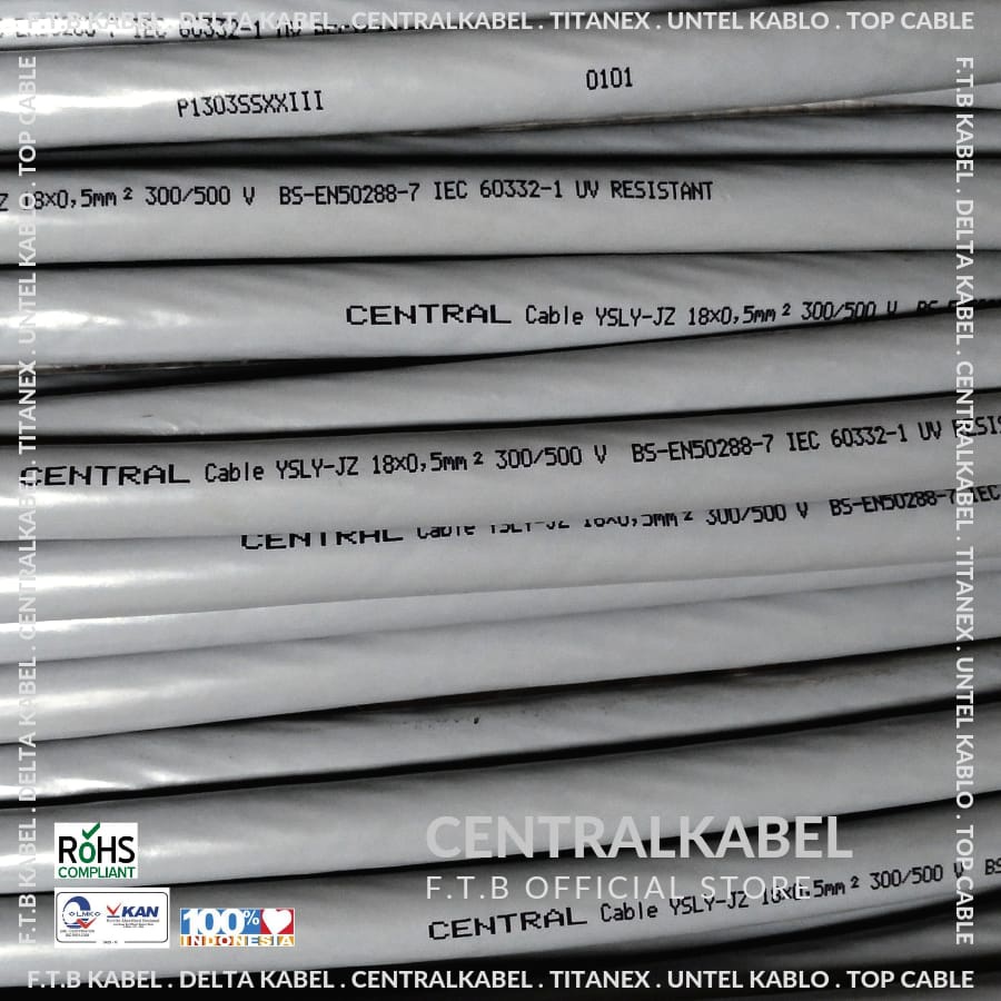 DELTA YSLY-JZ 18x0.5 Sqmm 500V Central KABEL (Dol YSLY-JZ 18x0.5mm YSLY 18x0.5mm สายควบคุม)