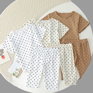 ชุดเสื้อแขนสั้น ลายจุด POLKA สําหรับเด็กผู้หญิง และผู้ชาย อายุ 1-5 ปี