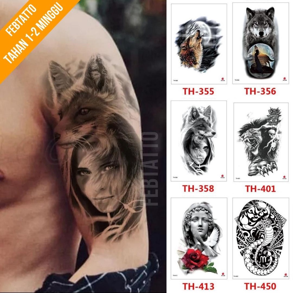 รอยสักชั่วคราวขนาด 21cmx15cm Aesthetic Tattoo Motif สติ๊กเกอร์รอยสักชั่วคราว ฮาลาล ขายส่ง รอยสักน้ํา