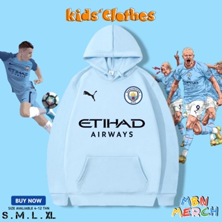 เสื้อแจ็กเก็ตบอล มีฮู้ด ลาย Manchester city สําหรับเด็กผู้ชาย