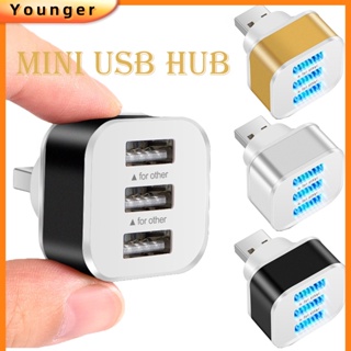 อะแดปเตอร์ฮับ USB 2.0 3 พอร์ต ความเร็วสูง 3 พอร์ต แบบพกพา พร้อมไฟแสดงสถานะ LED