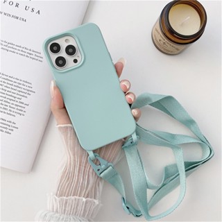 เคสซิลิโคนนิ่ม พร้อมสายคล้องคอ สําหรับ iPhone 14 Pro Max 13 Pro Max 12 Pro 11 Pro Max 7 8 Plus Xr X Xs Max