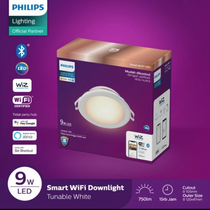 [สมาร ์ ท ] Philips Downlight Wifi 9W Led Lamp [Lamp ]