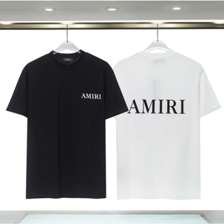 Amiri เสื้อยืดแขนสั้น ผ้าฝ้าย พิมพ์ลาย สไตล์คลาสสิก แฟชั่นคู่รัก สําหรับทุกเพศ