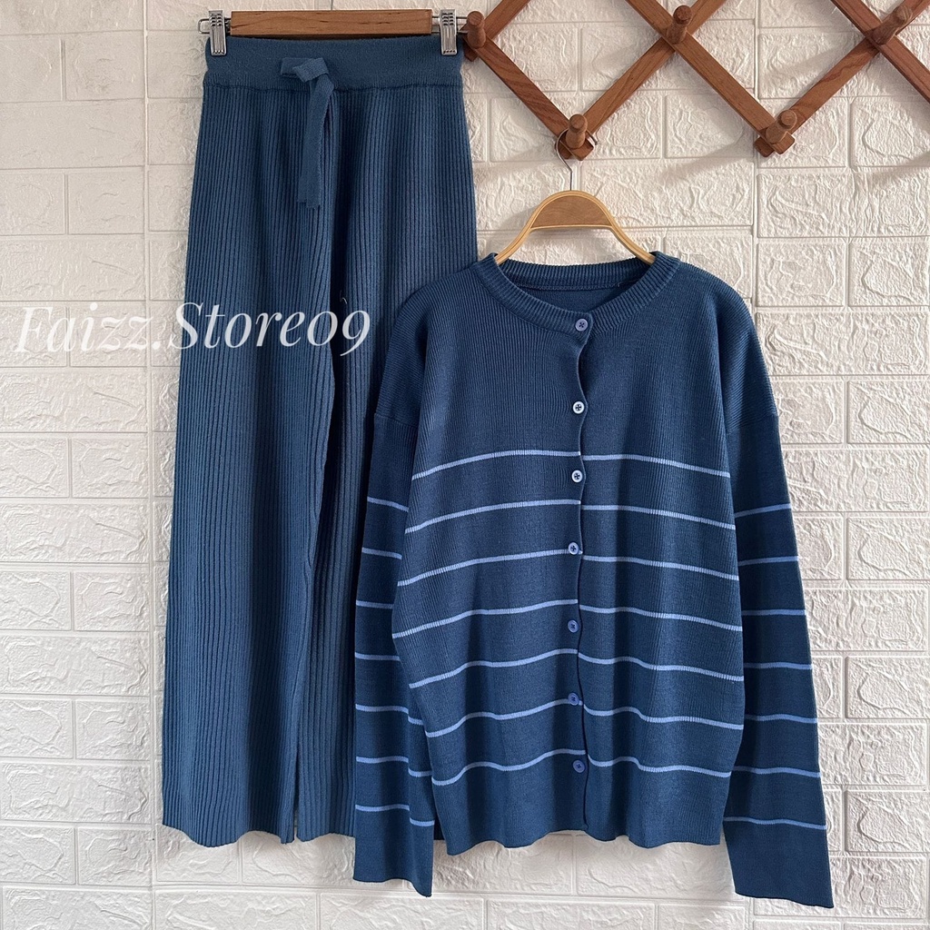 ขายดีที ่ สุด! Tira Knit CARDIGAN FULL ปุ ่ มลาย Culottes และ JOGER กางเกงถักสูทสําหรับผู ้ หญิง