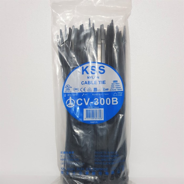 สายรัดสายไฟ Kss CV-300B สีดํา 30 ซม. / สายรัดสายไฟ Kss CV 300 B สีดํา 30 ซม.